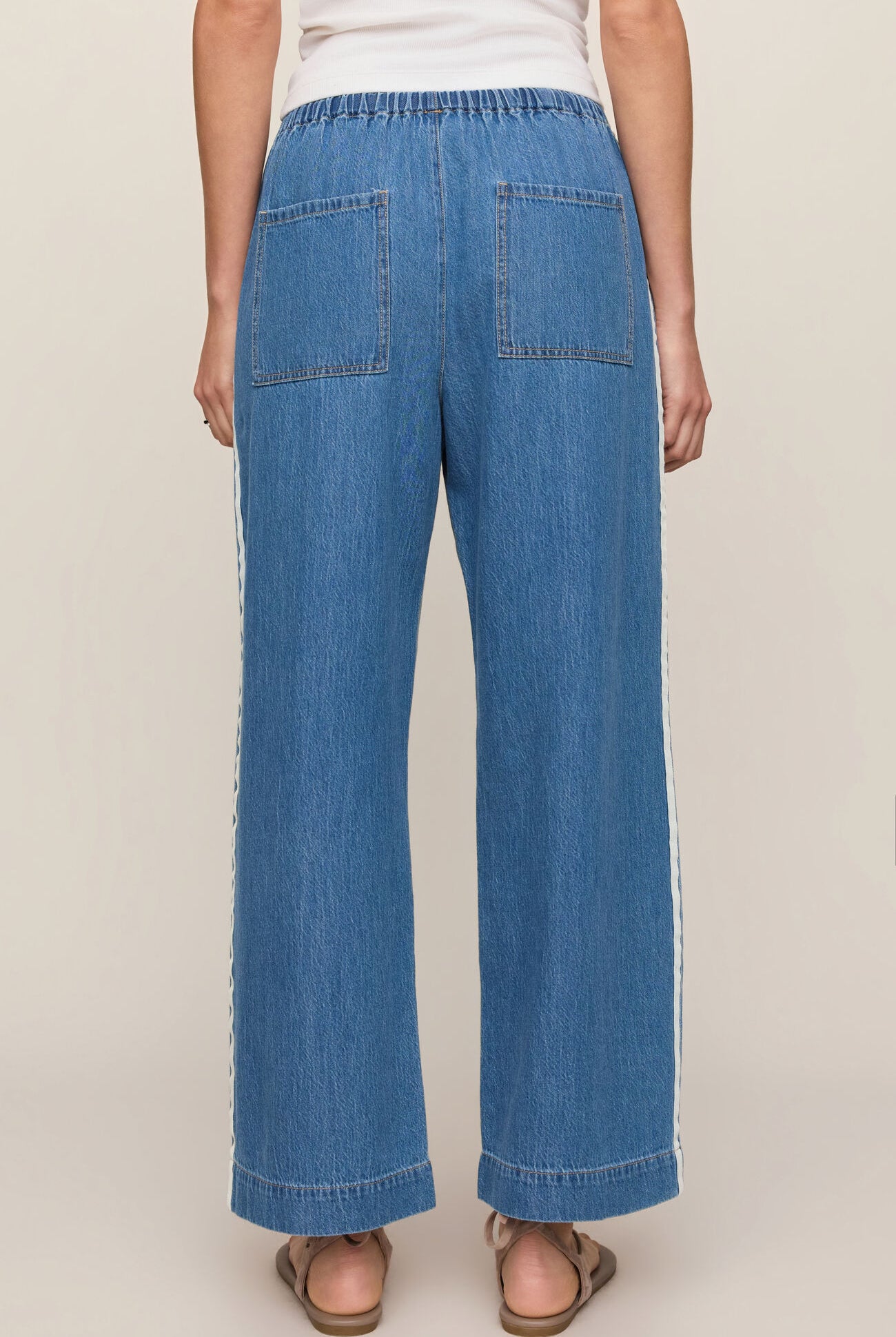 The Sidelines Denim Track Pant-Pants-Vixen Collection, Day Spa and Women's Boutique Located in Seattle, Washington