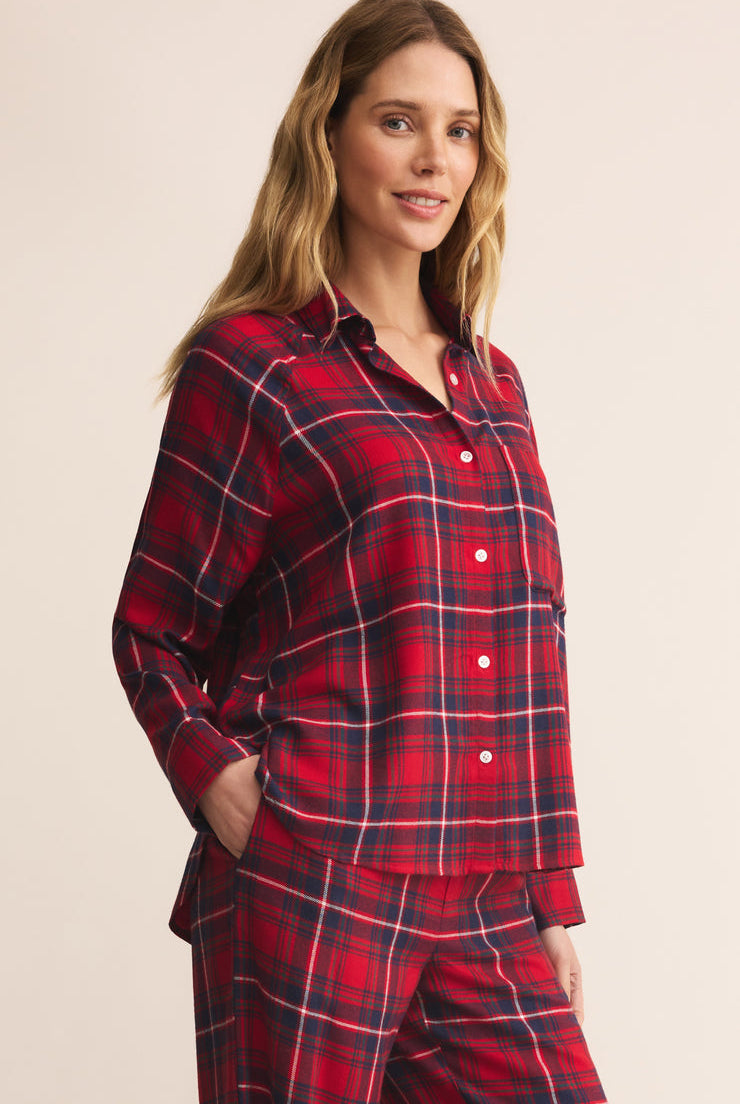 River Plaid Button Up-Long Sleeves-Vixen Collection, Day Spa and Women's Boutique Located in Seattle, Washington