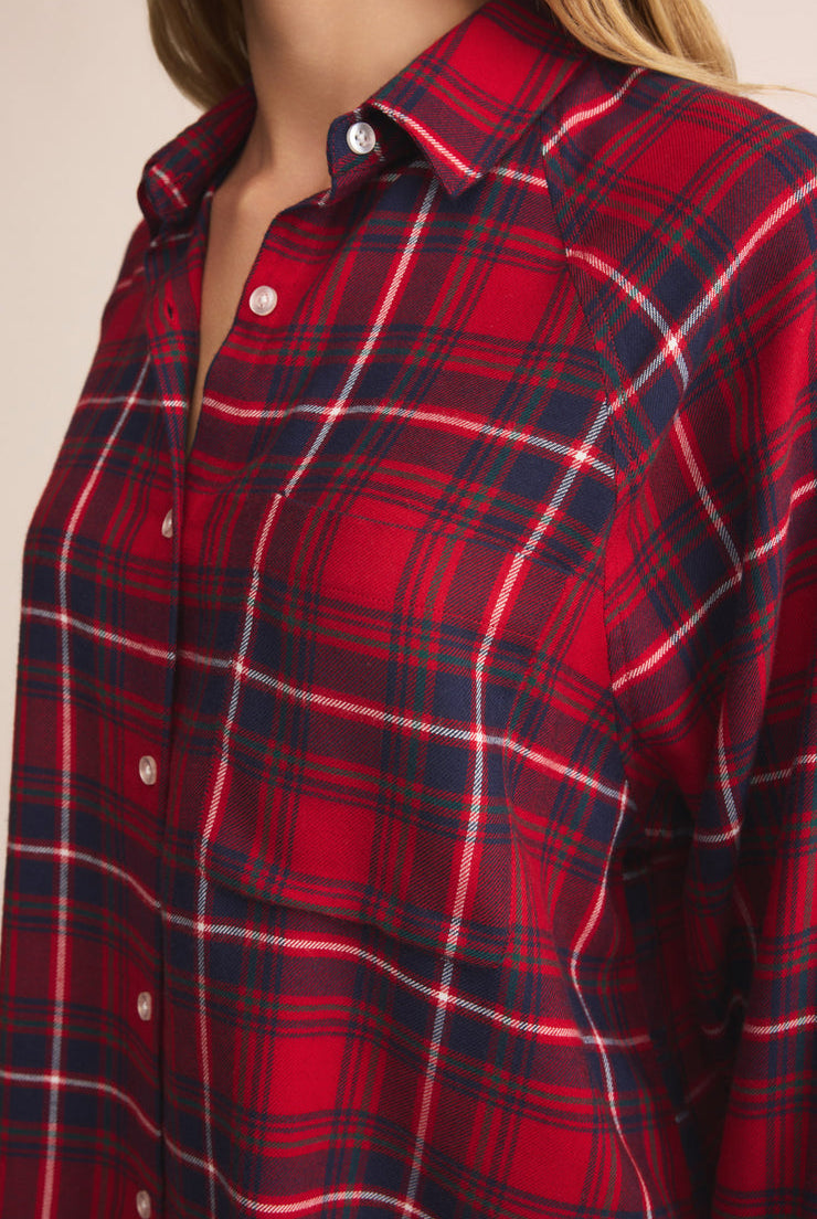 River Plaid Button Up-Long Sleeves-Vixen Collection, Day Spa and Women's Boutique Located in Seattle, Washington