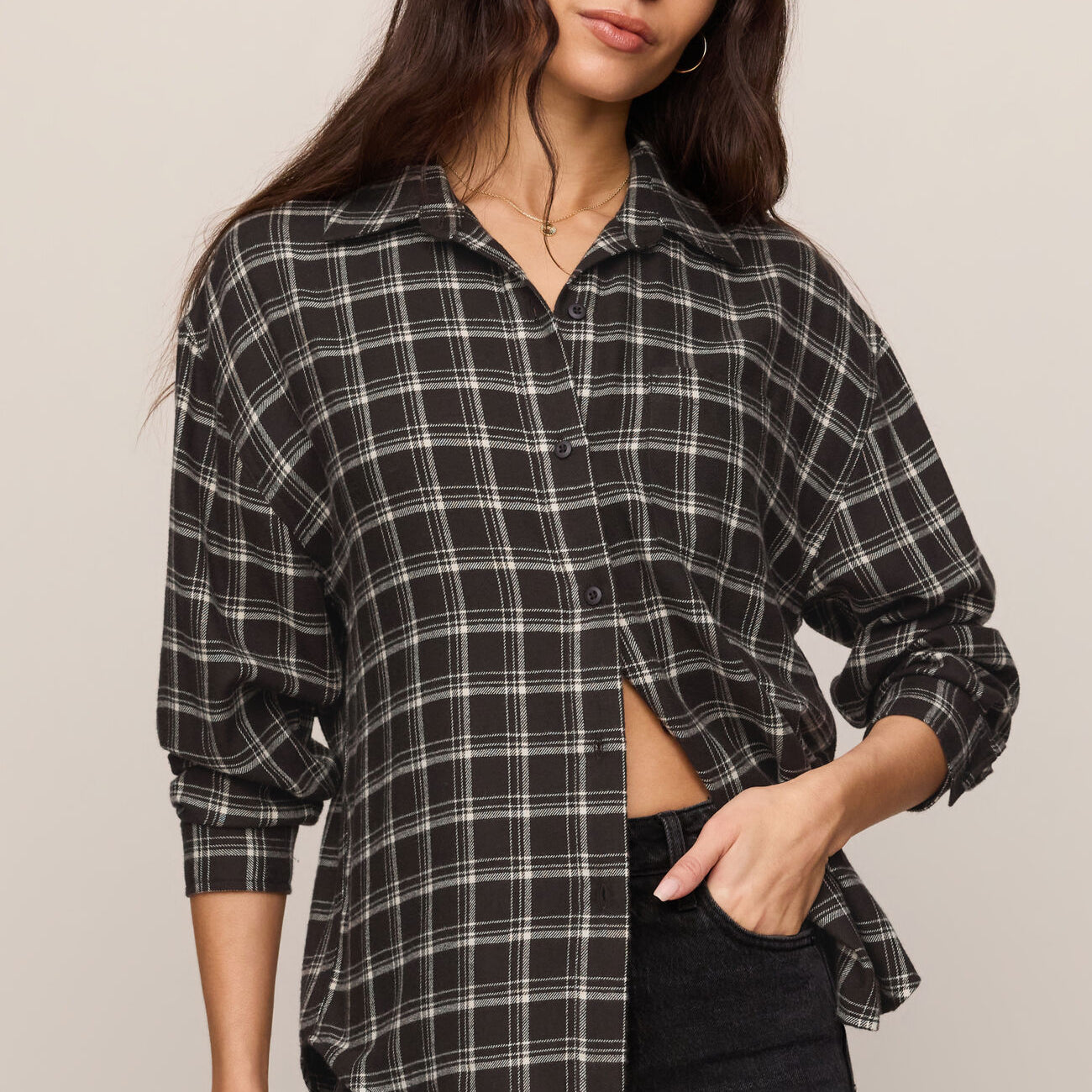 River Plaid Button Up-Long Sleeves-Vixen Collection, Day Spa and Women's Boutique Located in Seattle, Washington