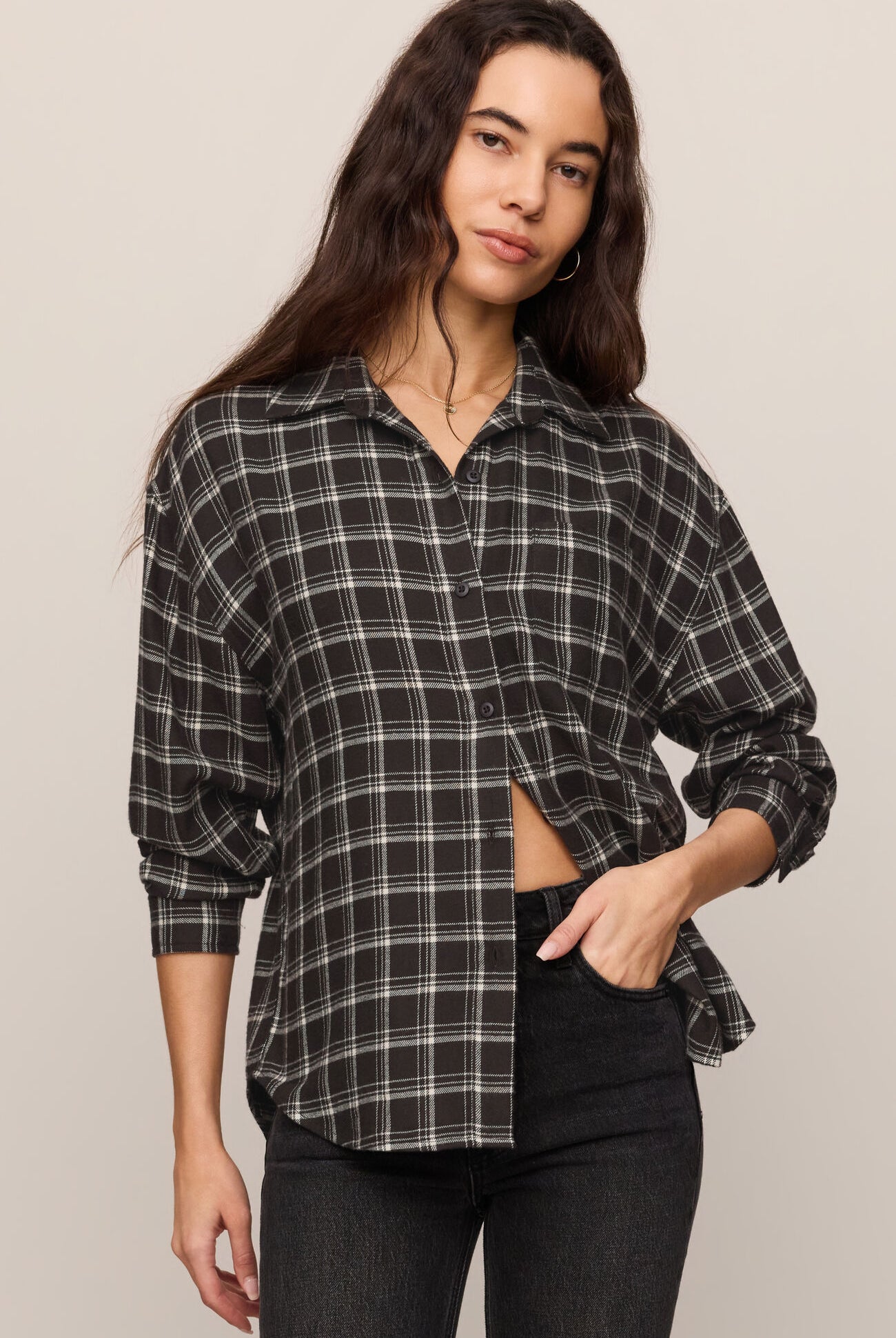 River Plaid Button Up-Long Sleeves-Vixen Collection, Day Spa and Women's Boutique Located in Seattle, Washington