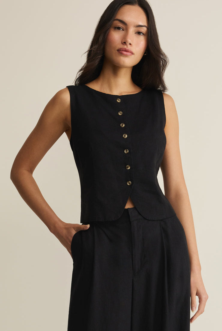 Roman Linen Vest-Tops-Vixen Collection, Day Spa and Women's Boutique Located in Seattle, Washington