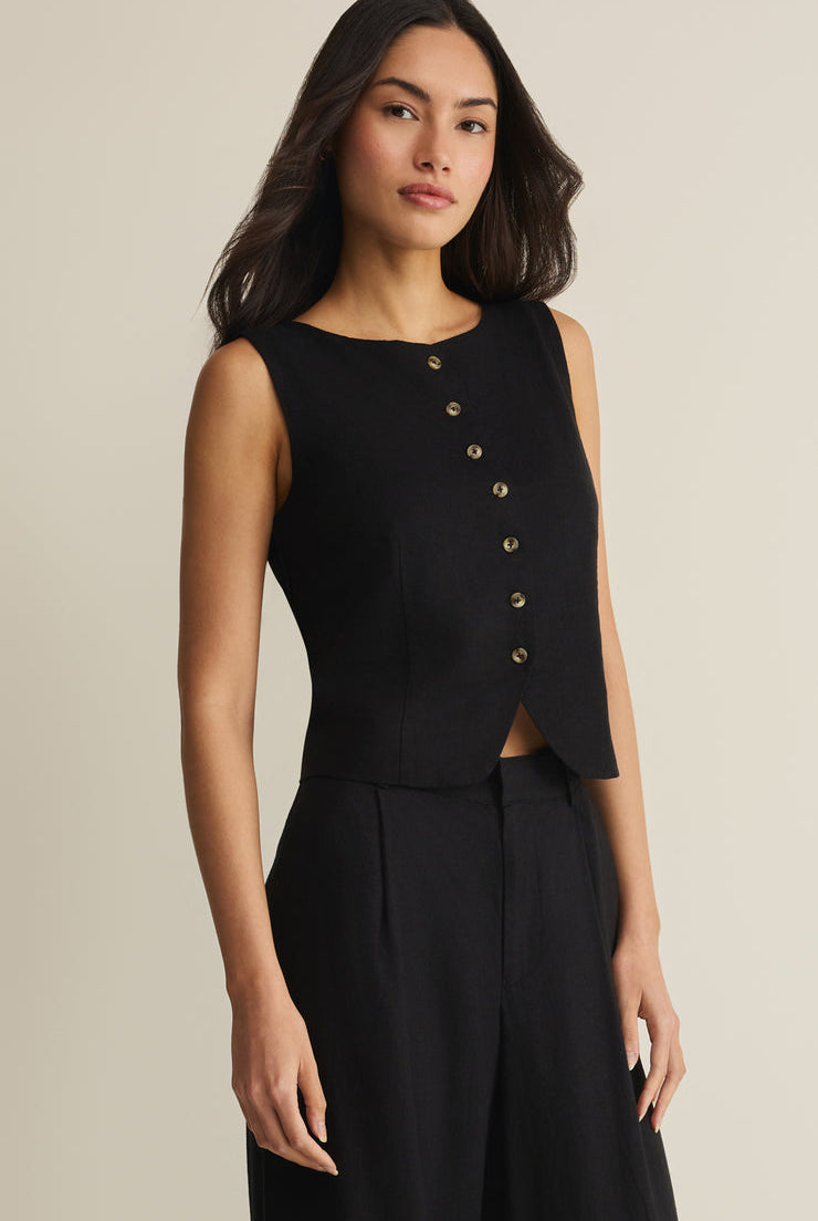 Roman Linen Vest-Tops-Vixen Collection, Day Spa and Women's Boutique Located in Seattle, Washington
