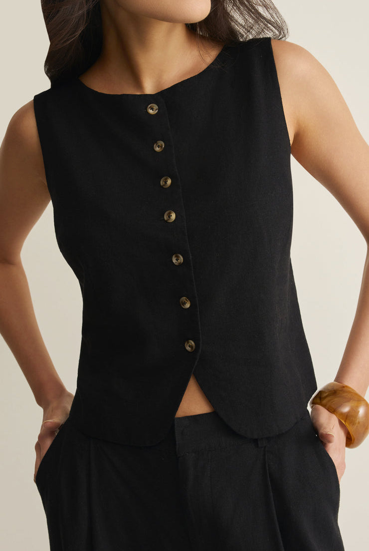 Roman Linen Vest-Tops-Vixen Collection, Day Spa and Women's Boutique Located in Seattle, Washington