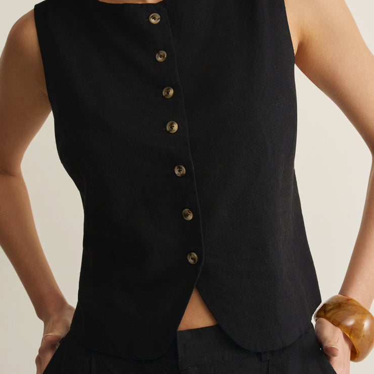 Roman Linen Vest-Tops-Vixen Collection, Day Spa and Women's Boutique Located in Seattle, Washington