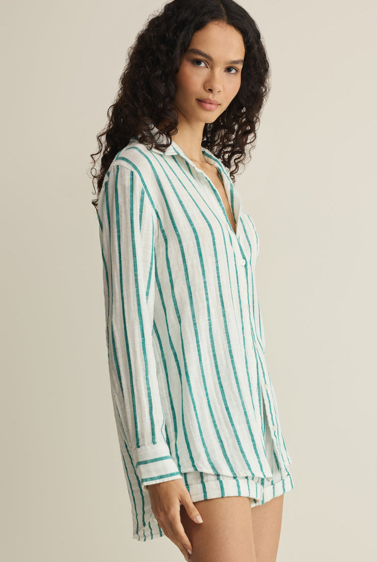 Saturdays Stripe Shirt-Long Sleeves-Vixen Collection, Day Spa and Women's Boutique Located in Seattle, Washington