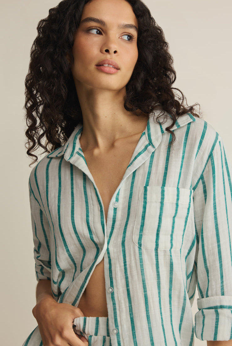Saturdays Stripe Shirt-Long Sleeves-Vixen Collection, Day Spa and Women's Boutique Located in Seattle, Washington
