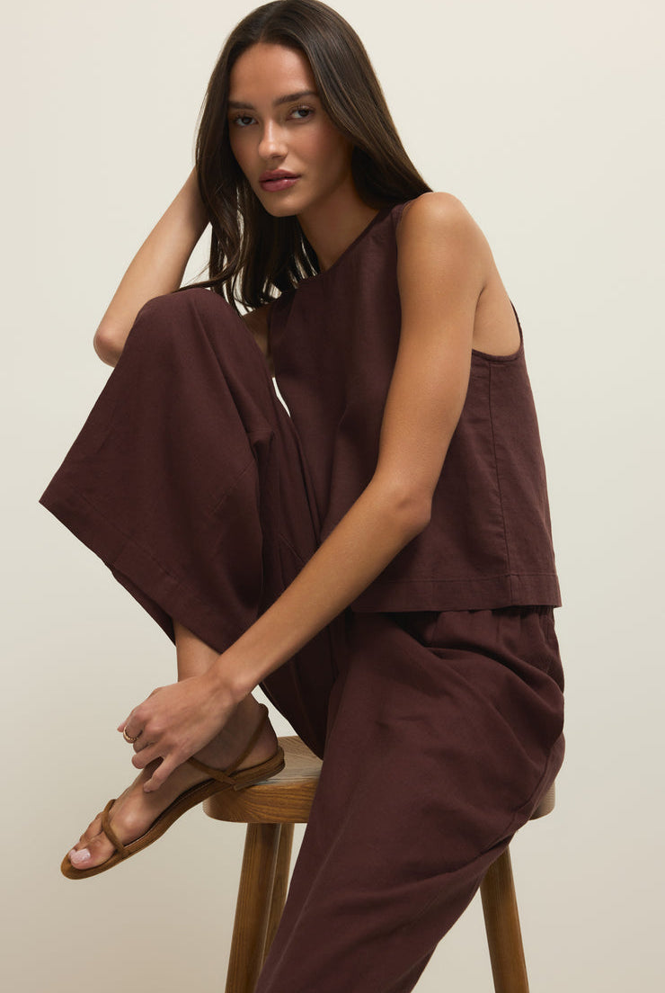 Sloane Linen Top-Tank Tops-Vixen Collection, Day Spa and Women's Boutique Located in Seattle, Washington