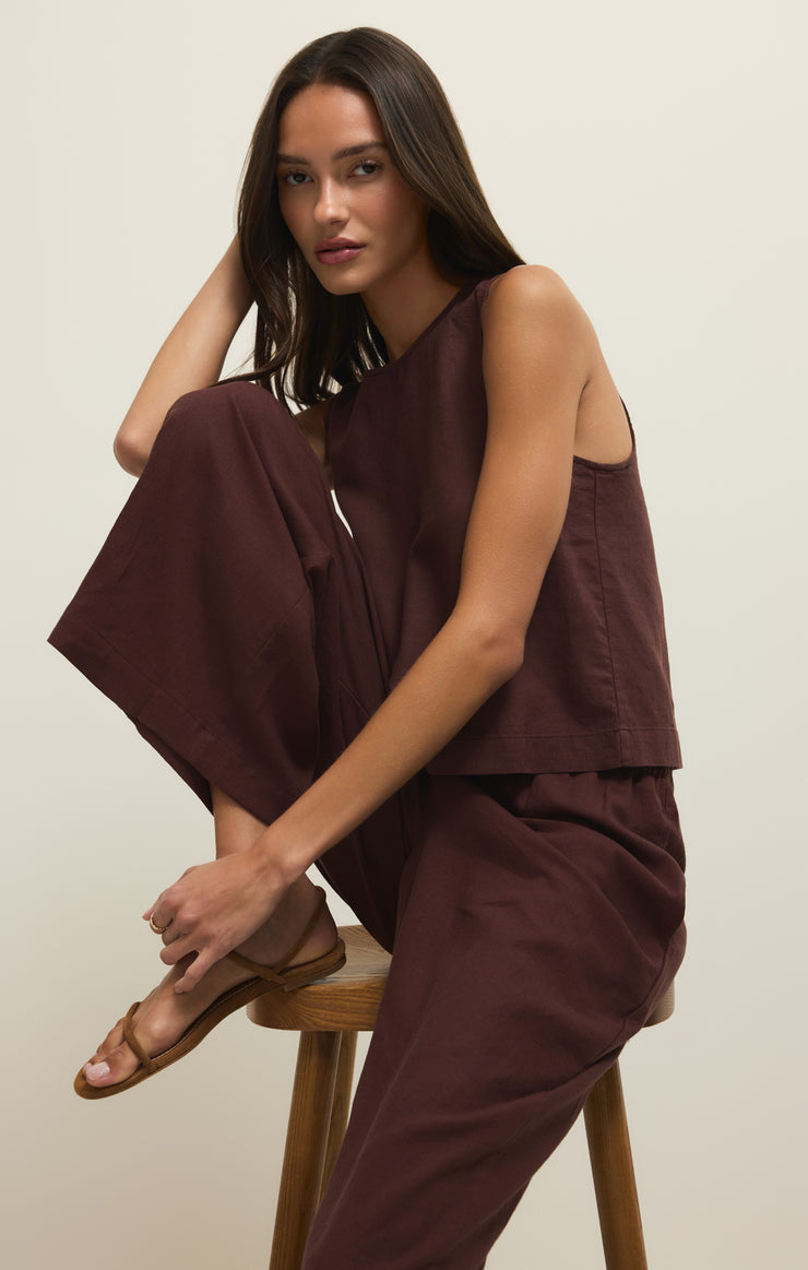 Sloane Linen Top-Tank Tops-Vixen Collection, Day Spa and Women's Boutique Located in Seattle, Washington