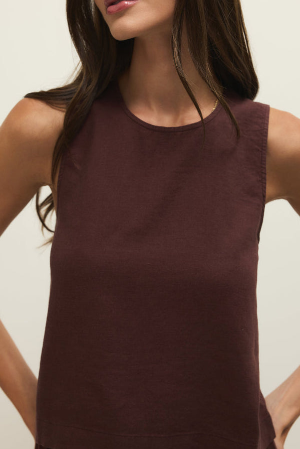 Sloane Linen Top-Tank Tops-Vixen Collection, Day Spa and Women's Boutique Located in Seattle, Washington