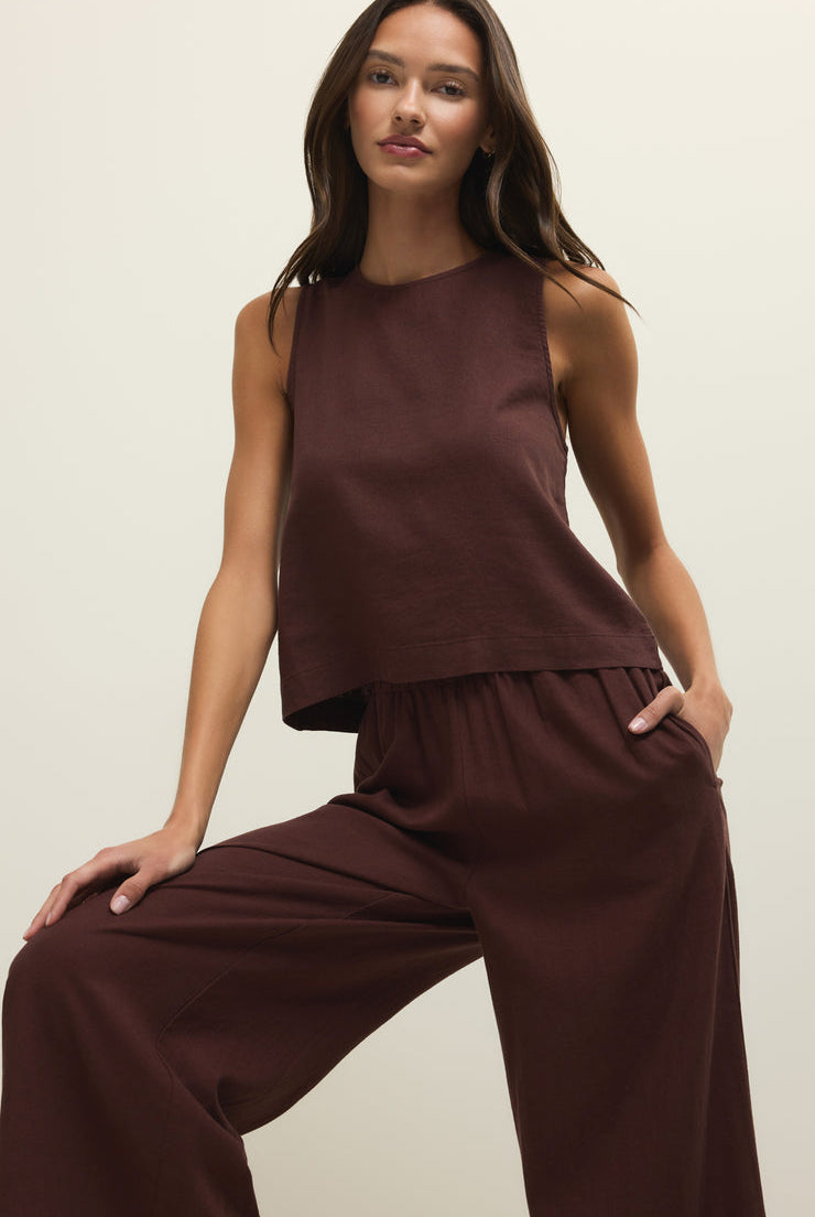 Sloane Linen Top-Tank Tops-Vixen Collection, Day Spa and Women's Boutique Located in Seattle, Washington