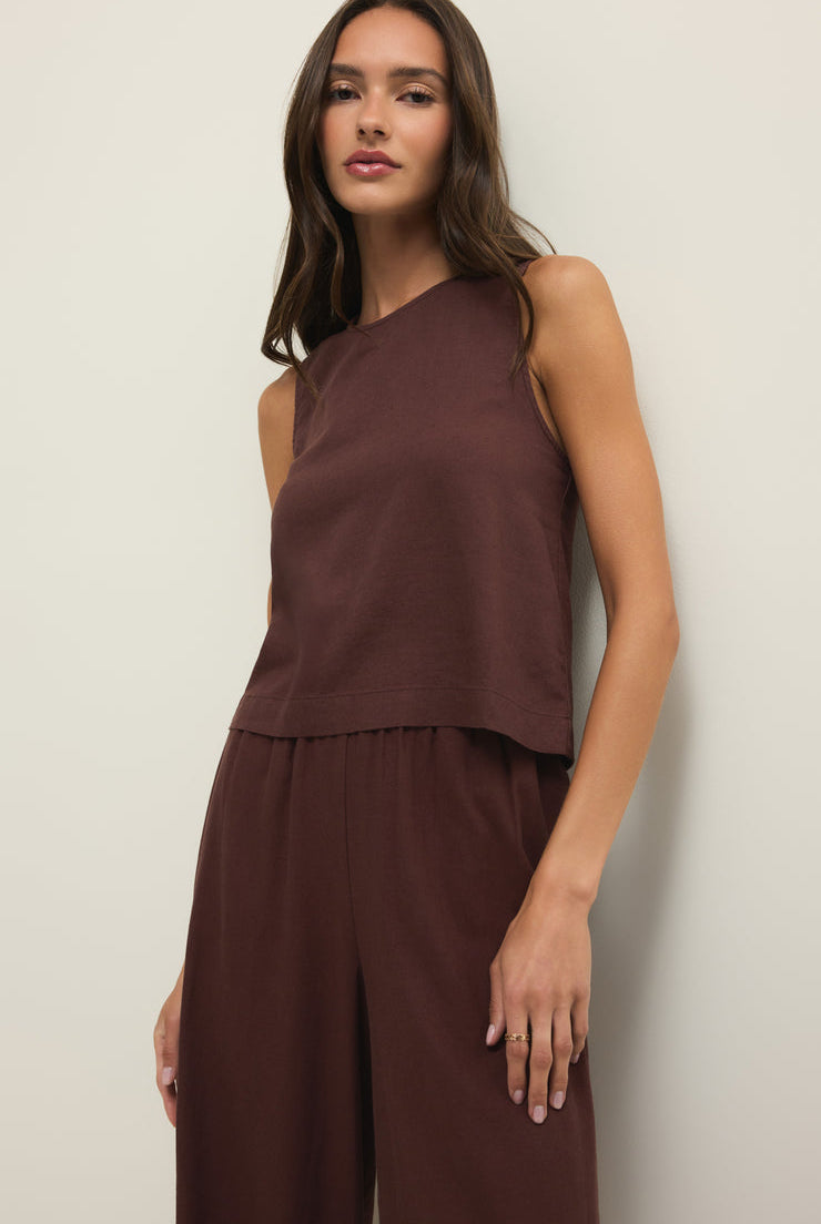 Sloane Linen Top-Tank Tops-Vixen Collection, Day Spa and Women's Boutique Located in Seattle, Washington