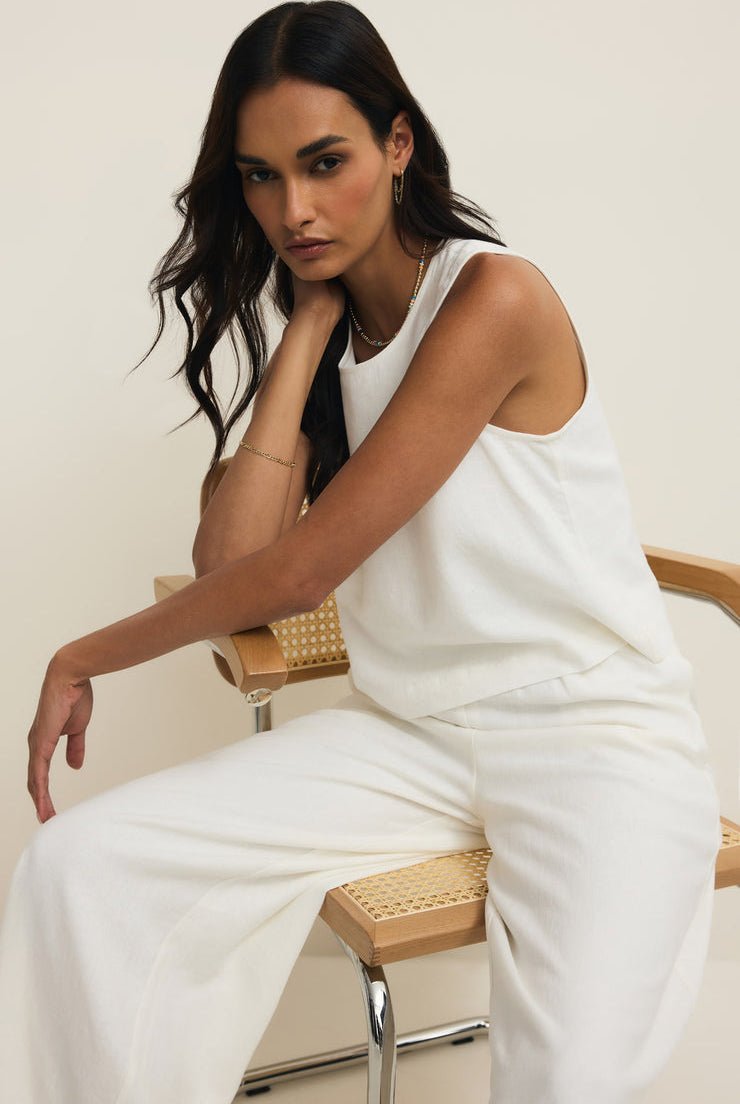 Sloane Linen Top-Tank Tops-Vixen Collection, Day Spa and Women's Boutique Located in Seattle, Washington