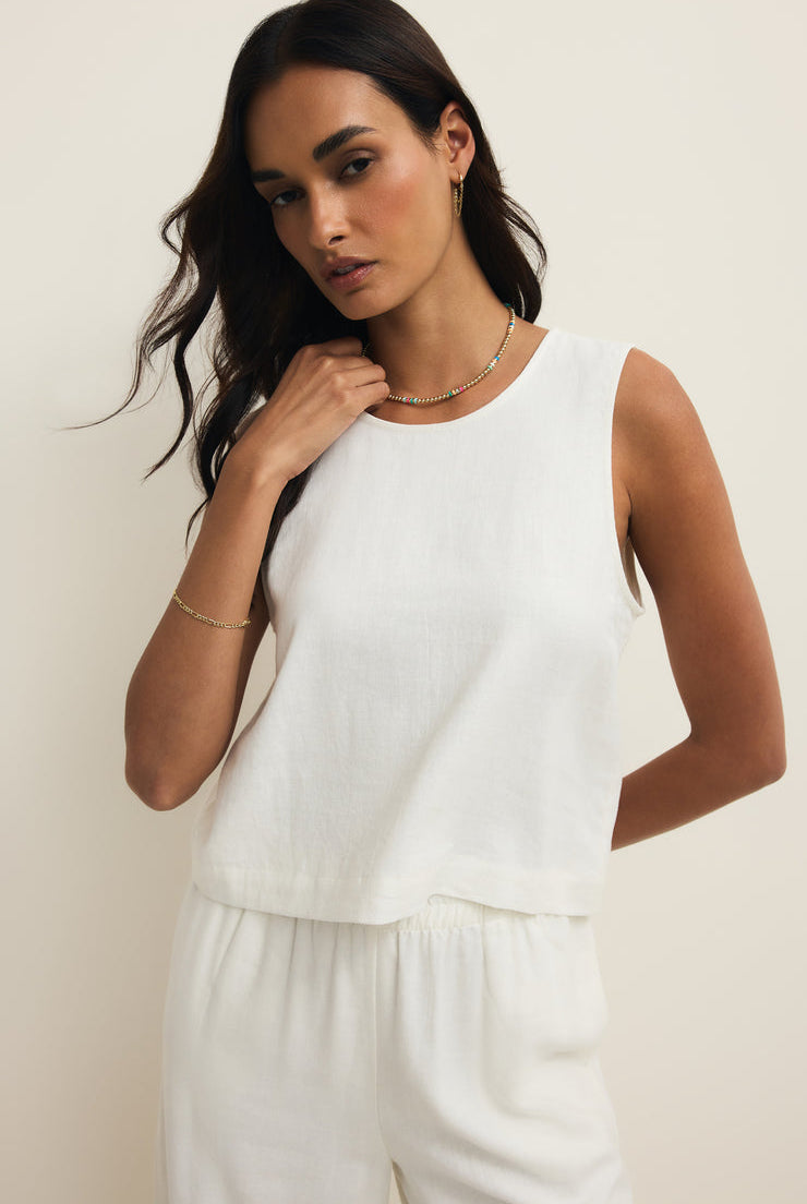 Sloane Linen Top-Tank Tops-Vixen Collection, Day Spa and Women's Boutique Located in Seattle, Washington