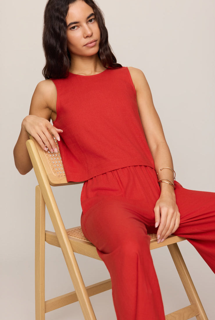 Sloane Linen Top-Tank Tops-Vixen Collection, Day Spa and Women's Boutique Located in Seattle, Washington