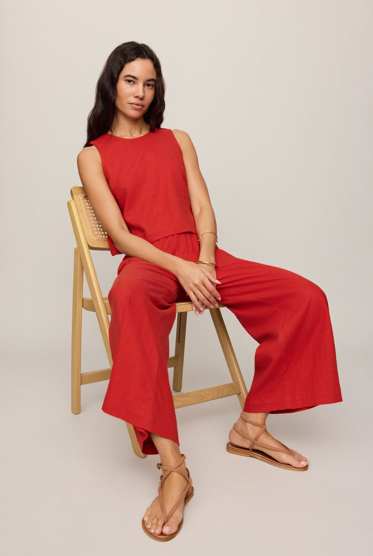 Sloane Linen Top-Tank Tops-Vixen Collection, Day Spa and Women's Boutique Located in Seattle, Washington
