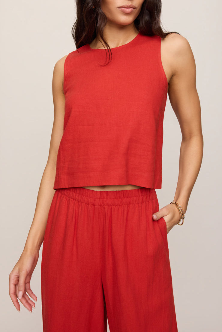 Sloane Linen Top-Tank Tops-Vixen Collection, Day Spa and Women's Boutique Located in Seattle, Washington