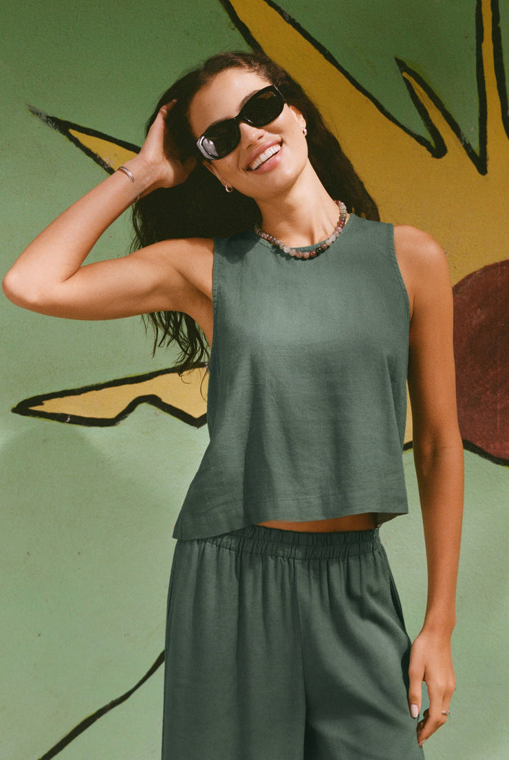 Sloane Linen Top-Tank Tops-Vixen Collection, Day Spa and Women's Boutique Located in Seattle, Washington