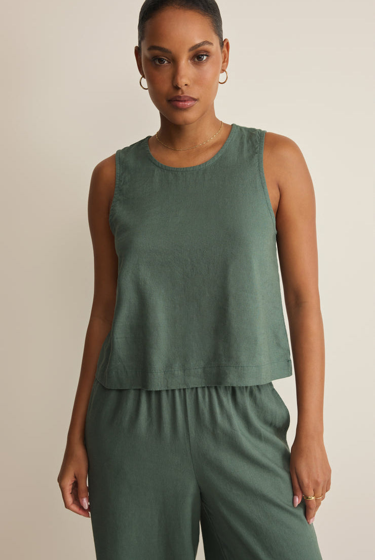 Sloane Linen Top-Tank Tops-Vixen Collection, Day Spa and Women's Boutique Located in Seattle, Washington