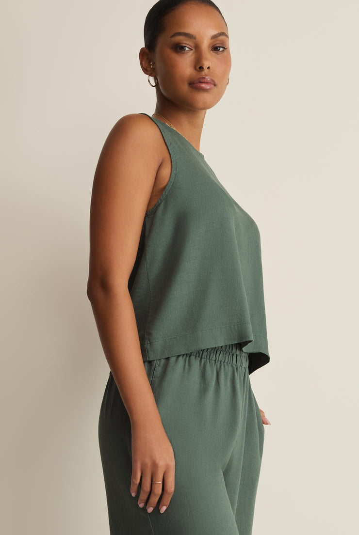 Sloane Linen Top-Tank Tops-Vixen Collection, Day Spa and Women's Boutique Located in Seattle, Washington