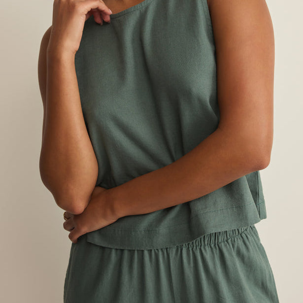 Sloane Linen Top-Tank Tops-Vixen Collection, Day Spa and Women's Boutique Located in Seattle, Washington