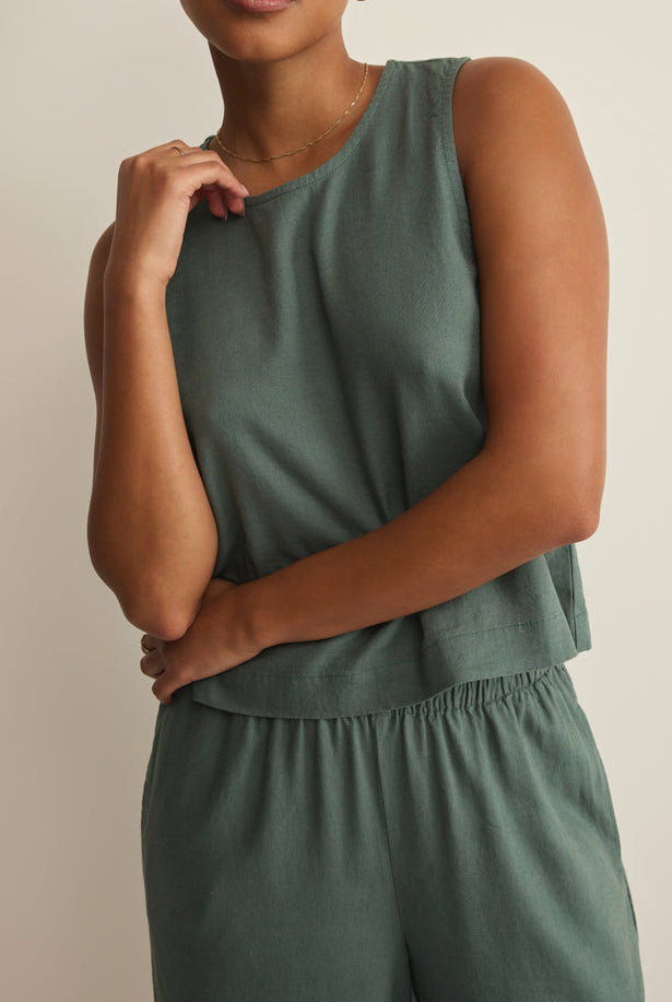 Sloane Linen Top-Tank Tops-Vixen Collection, Day Spa and Women's Boutique Located in Seattle, Washington