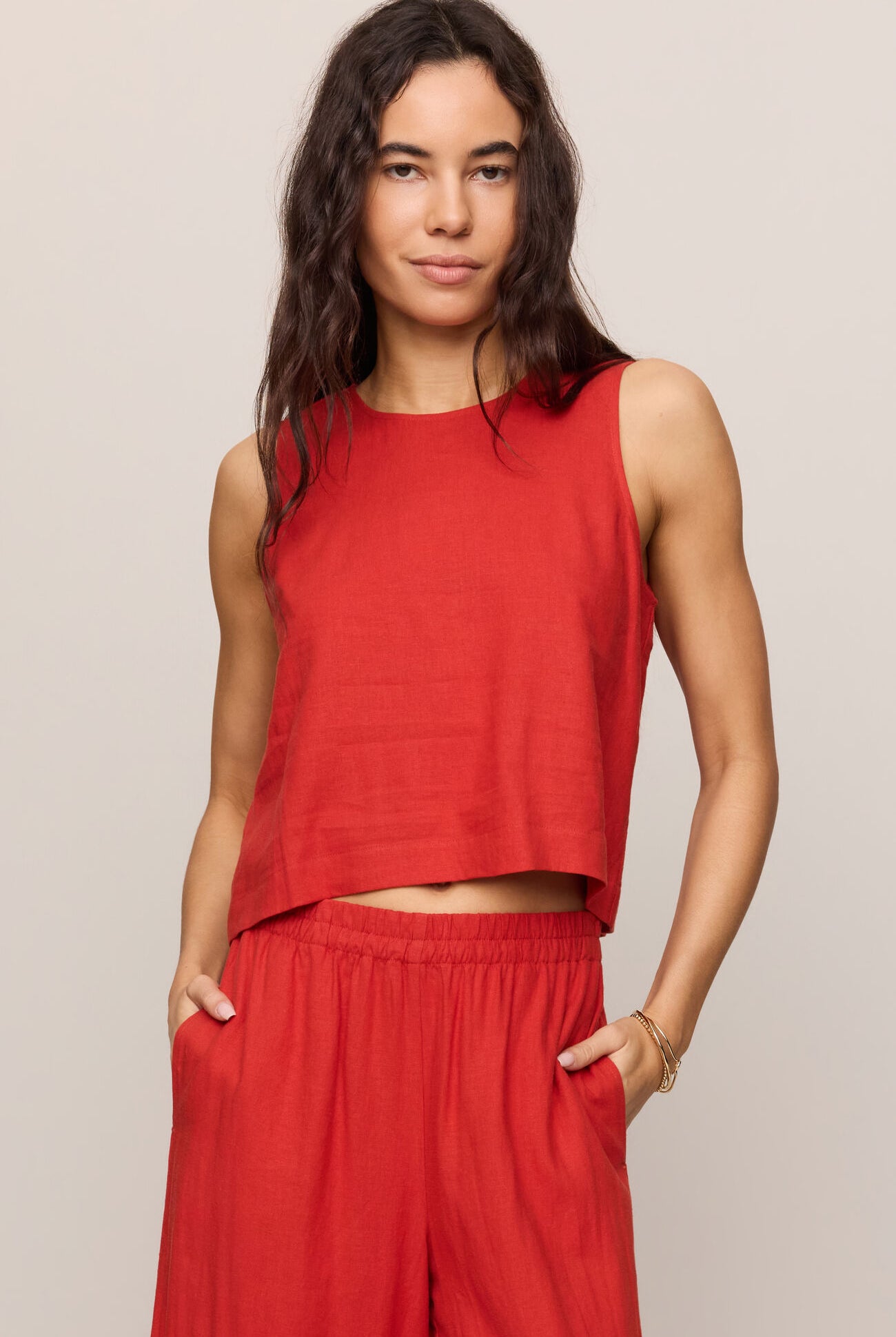 Sloane Linen Top-Tank Tops-Vixen Collection, Day Spa and Women's Boutique Located in Seattle, Washington
