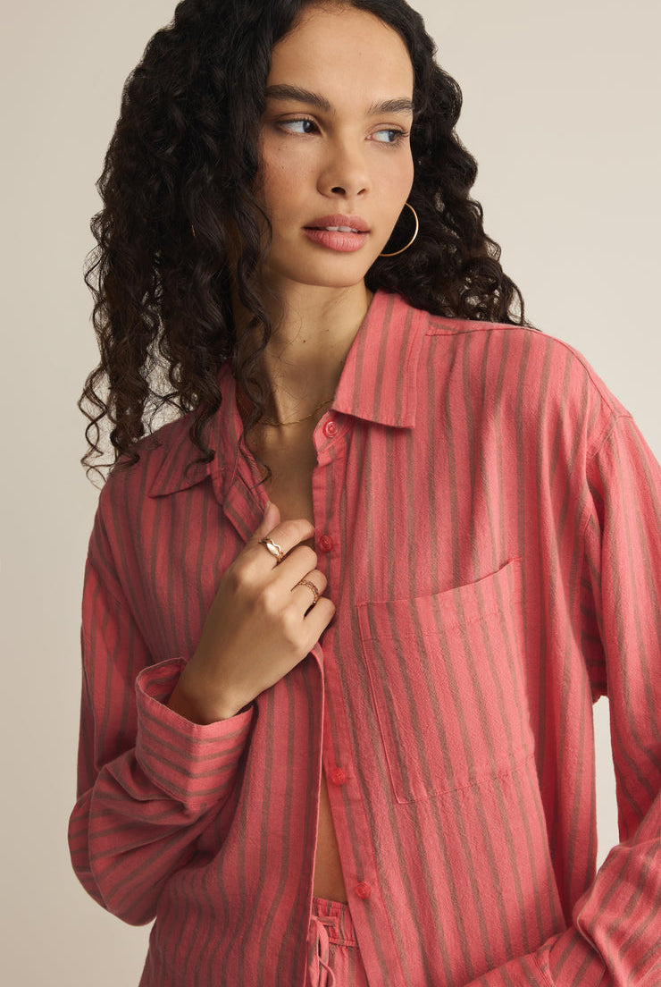 The Perfect Striped Button Up-Tops-Vixen Collection, Day Spa and Women's Boutique Located in Seattle, Washington