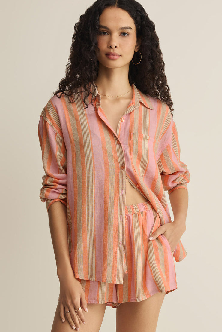 The Perfect Striped Button Up-Tops-Vixen Collection, Day Spa and Women's Boutique Located in Seattle, Washington