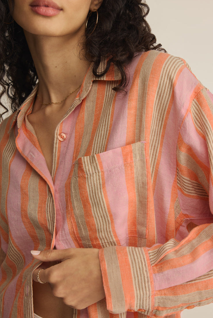 The Perfect Striped Button Up-Tops-Vixen Collection, Day Spa and Women's Boutique Located in Seattle, Washington