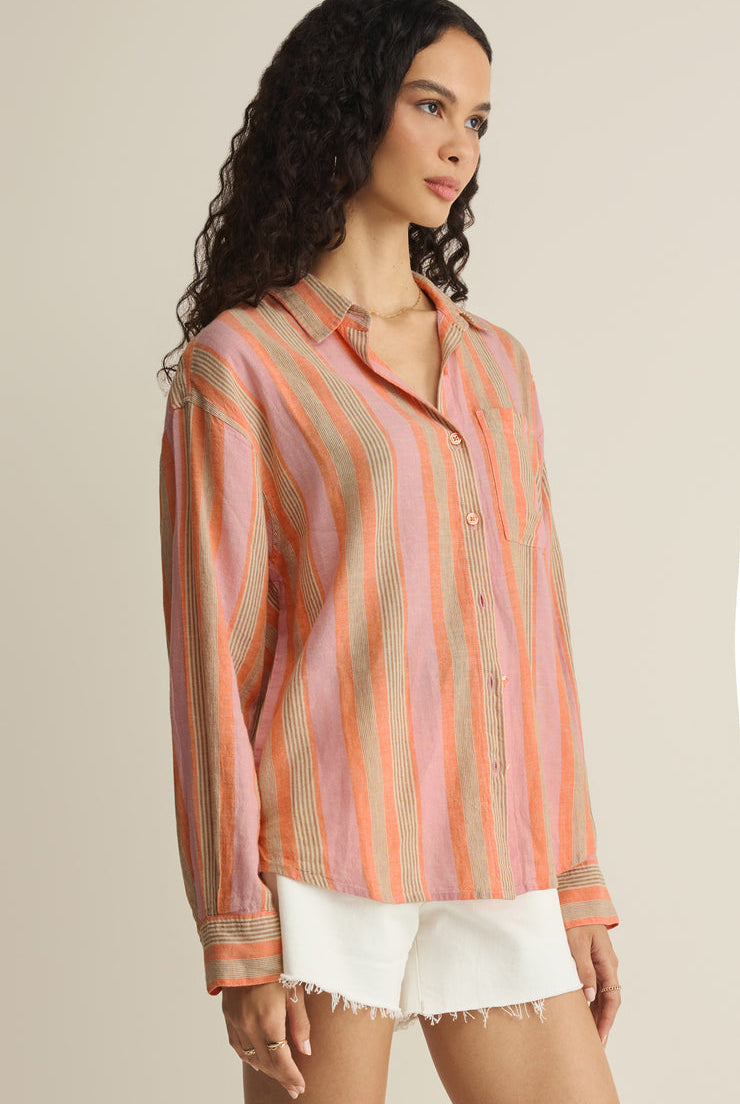 The Perfect Striped Button Up-Tops-Vixen Collection, Day Spa and Women's Boutique Located in Seattle, Washington