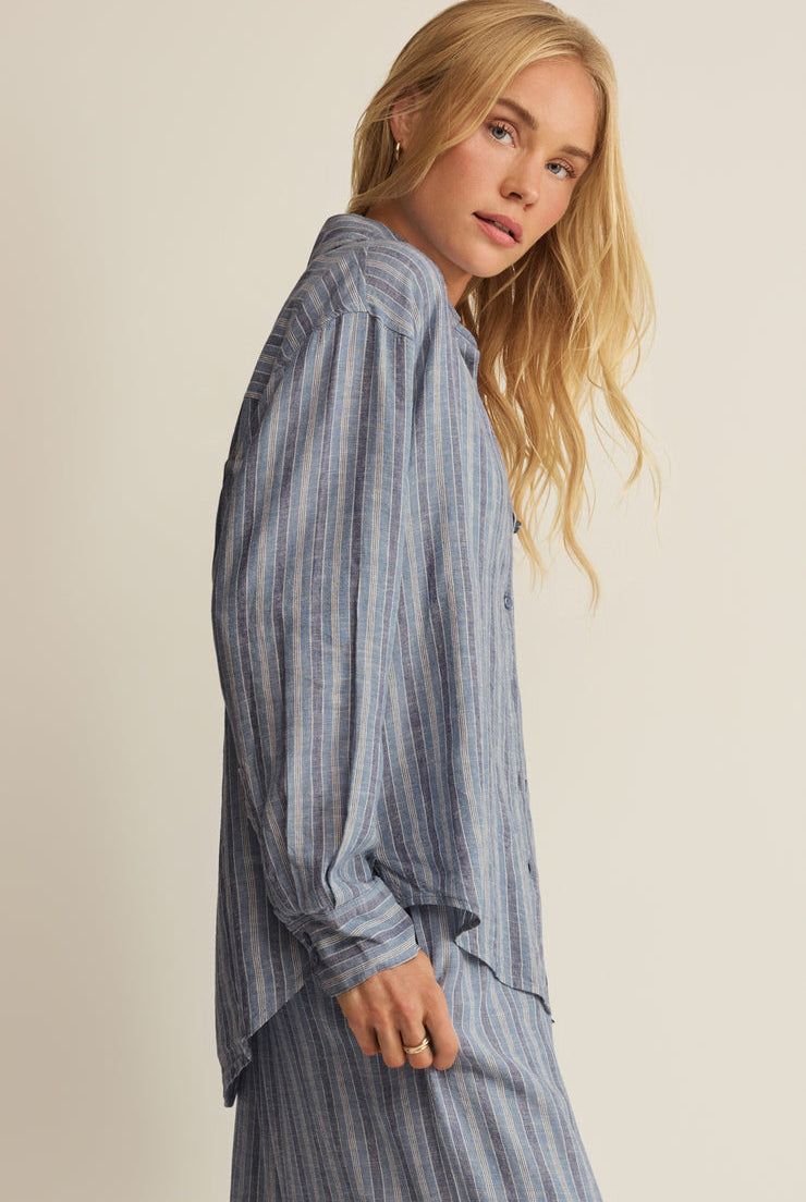 The Perfect Striped Button Up-Tops-Vixen Collection, Day Spa and Women's Boutique Located in Seattle, Washington