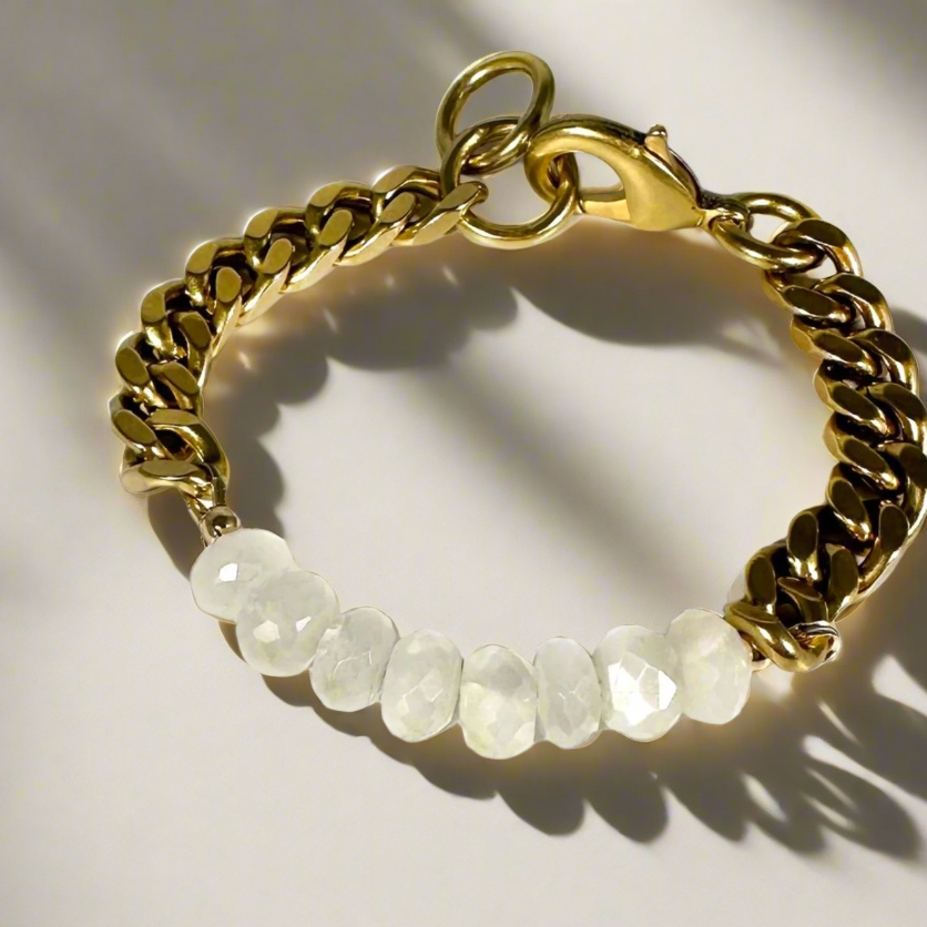 Remix: Faceted Moonstone Bracelet-Bracelets-Vixen Collection, Day Spa and Women's Boutique Located in Seattle, Washington