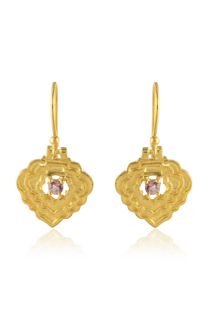 Diamond Shape Earrings with a Pink Tourmaline-Earrings-Vixen Collection, Day Spa and Women's Boutique Located in Seattle, Washington