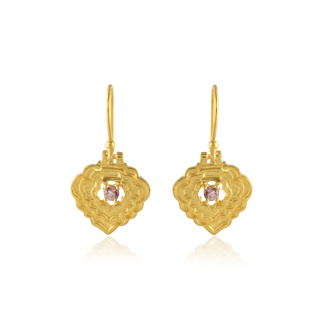 Diamond Shape Earrings with a Pink Tourmaline-Earrings-Vixen Collection, Day Spa and Women's Boutique Located in Seattle, Washington