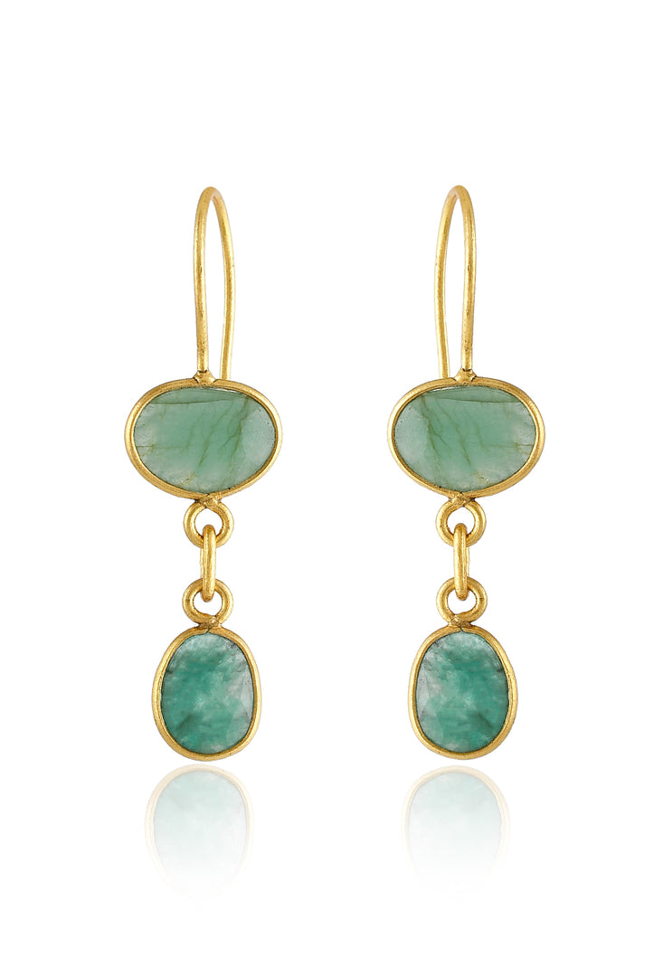 Two Stone Emerald on Fixed Hook-Earrings-Vixen Collection, Day Spa and Women's Boutique Located in Seattle, Washington