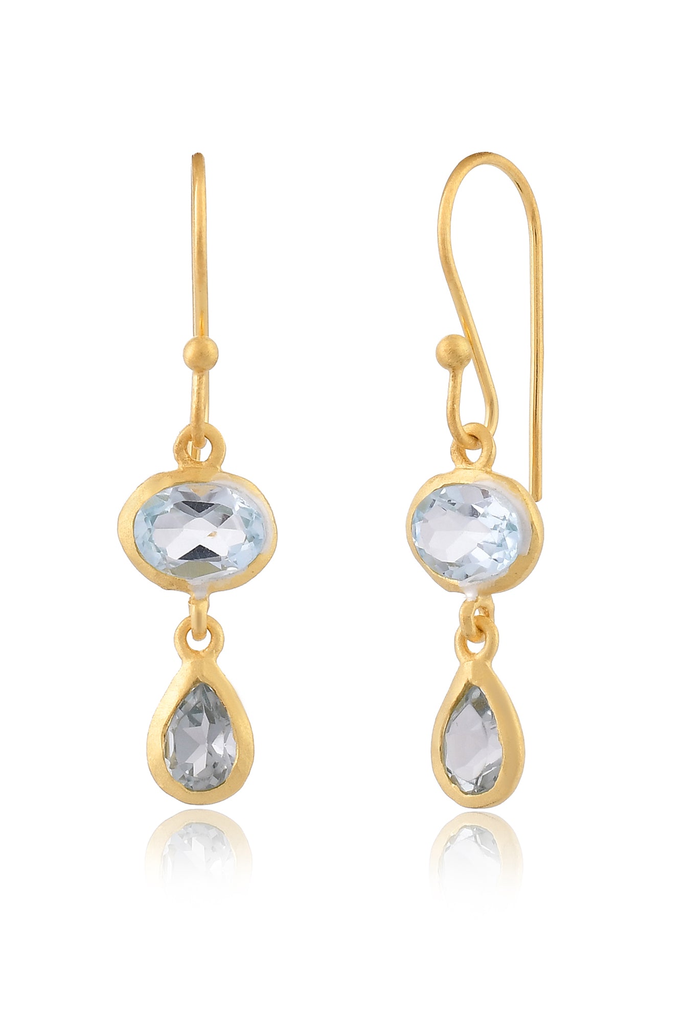 Two Stone Blue Topaz Earrings-Earrings-Vixen Collection, Day Spa and Women's Boutique Located in Seattle, Washington