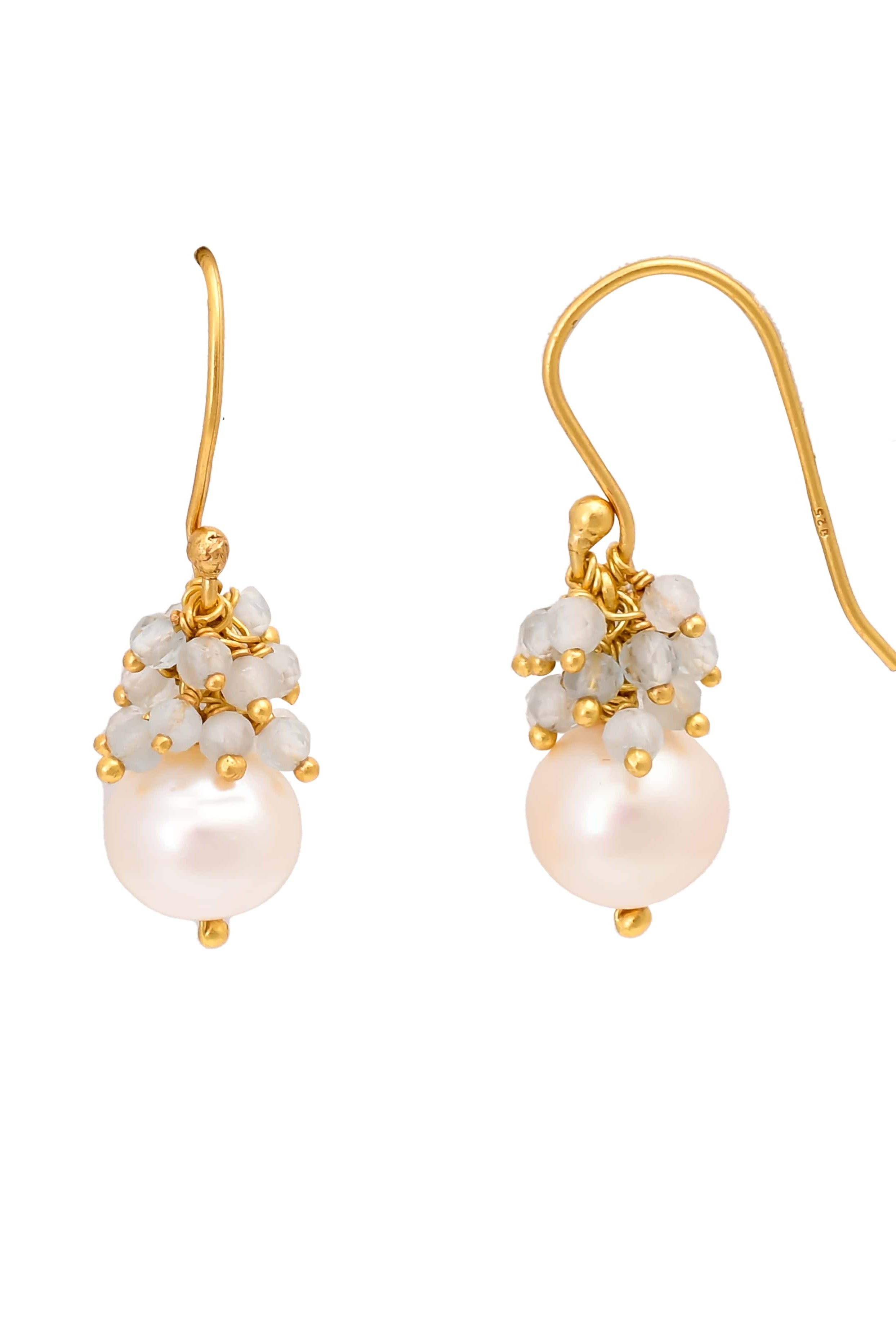 Pearl Aquamarine Bead Earrings-Earrings-Vixen Collection, Day Spa and Women's Boutique Located in Seattle, Washington