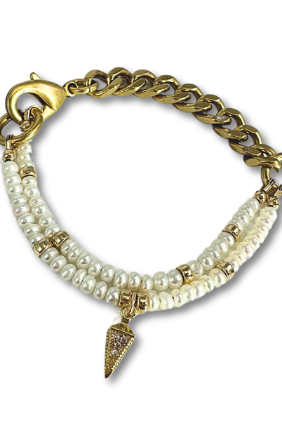 Mini Pearl & Art Deco Drop Remix Bracelet-Bracelets-Vixen Collection, Day Spa and Women's Boutique Located in Seattle, Washington
