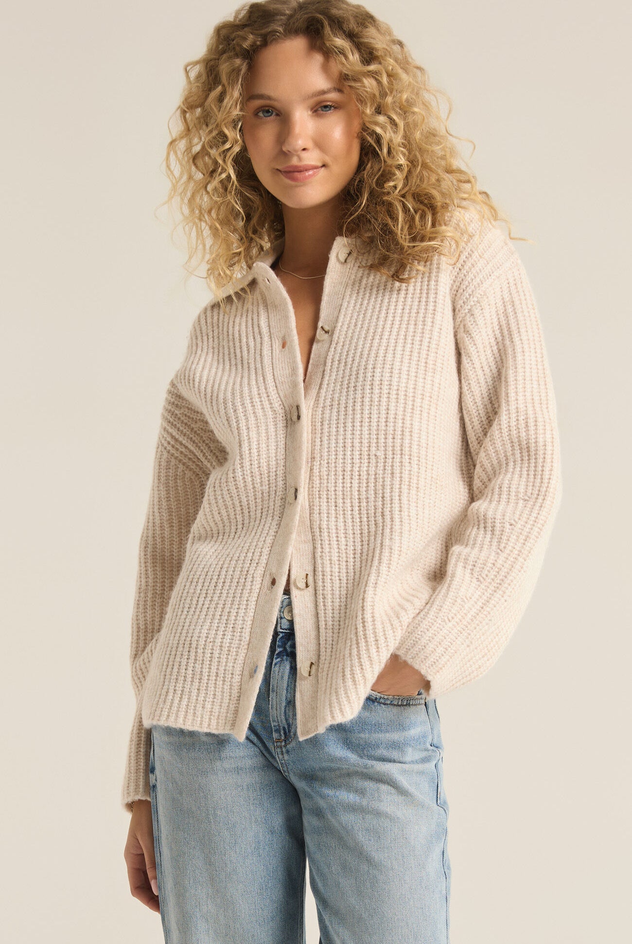Lennie Button Up Sweater-Sweaters-Vixen Collection, Day Spa and Women's Boutique Located in Seattle, Washington