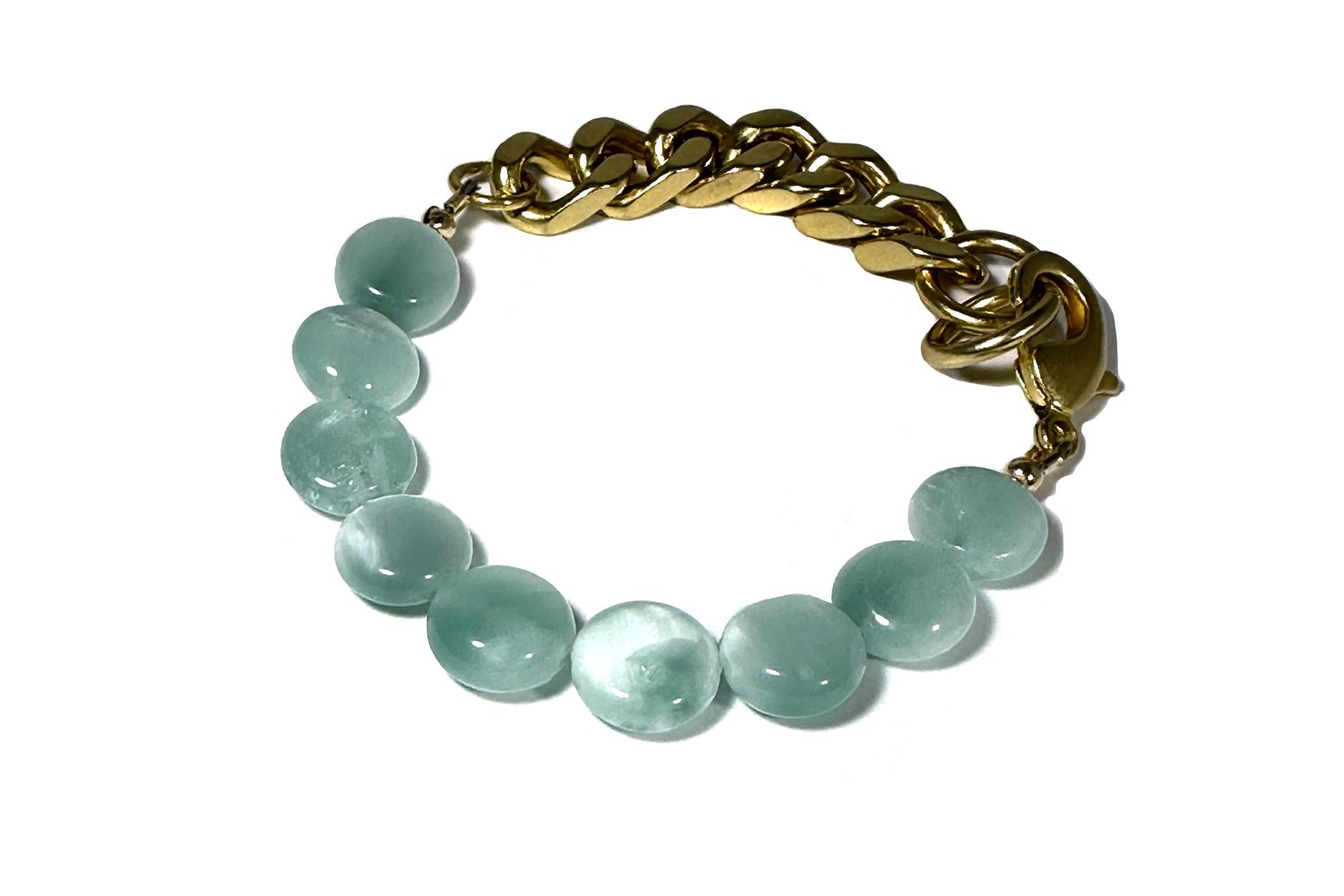 Remix: Green Moonstone Coin Bracelet-Bracelets-Vixen Collection, Day Spa and Women's Boutique Located in Seattle, Washington