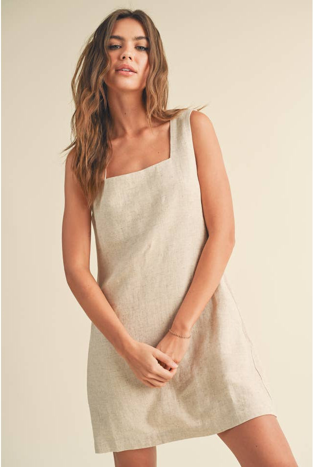 Linen Mini Dress-Dresses-Vixen Collection, Day Spa and Women's Boutique Located in Seattle, Washington