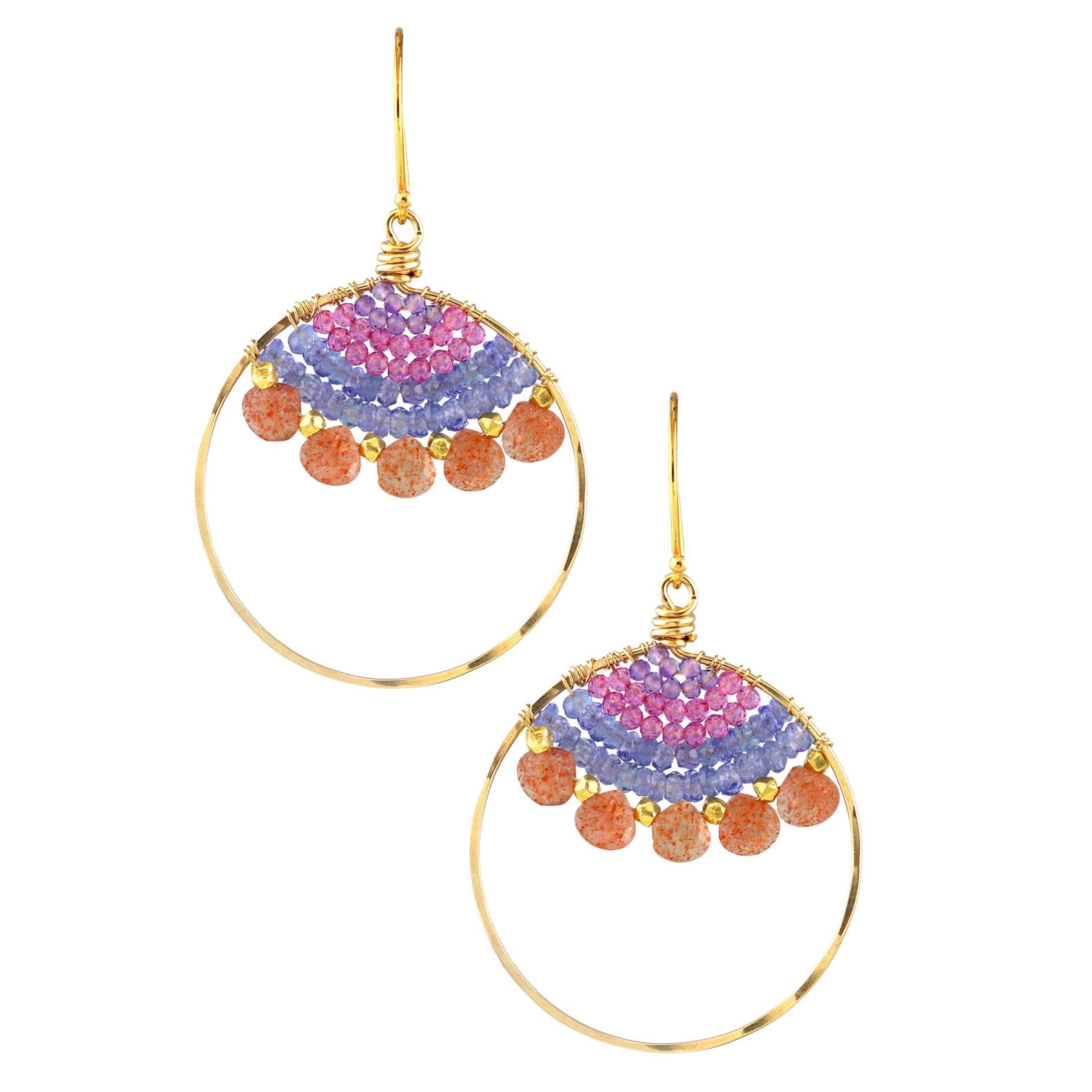 Large Gold Sunstone Hoops-Earrings-Vixen Collection, Day Spa and Women's Boutique Located in Seattle, Washington