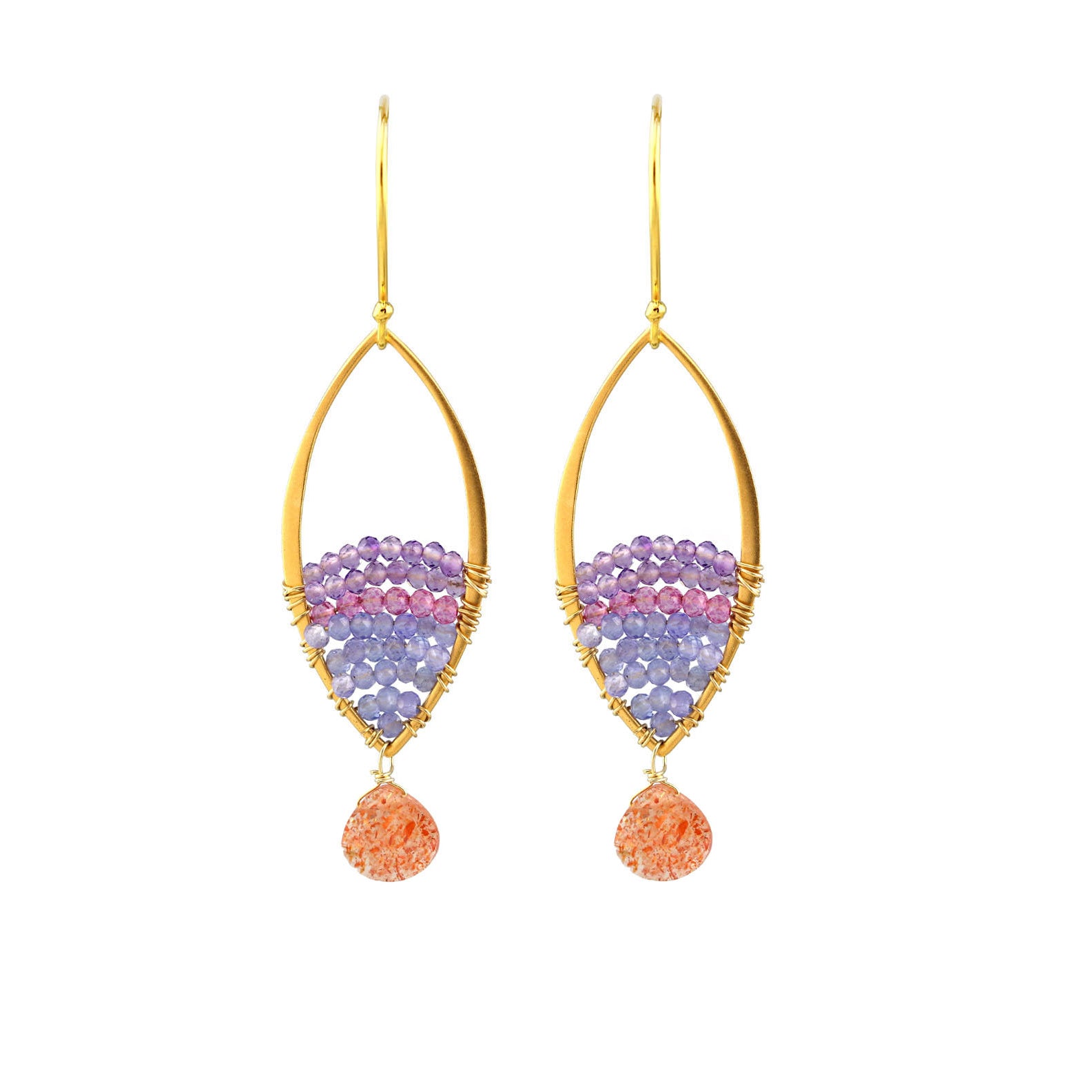 Gold Marquis Earrings-Earrings-Vixen Collection, Day Spa and Women's Boutique Located in Seattle, Washington