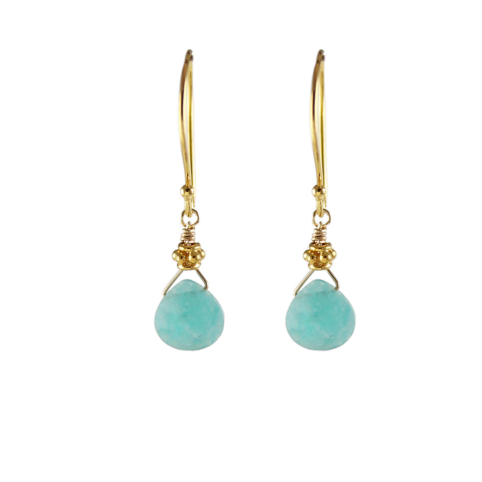 Tiny Gold Amazonite Earrings-Earrings-Vixen Collection, Day Spa and Women's Boutique Located in Seattle, Washington
