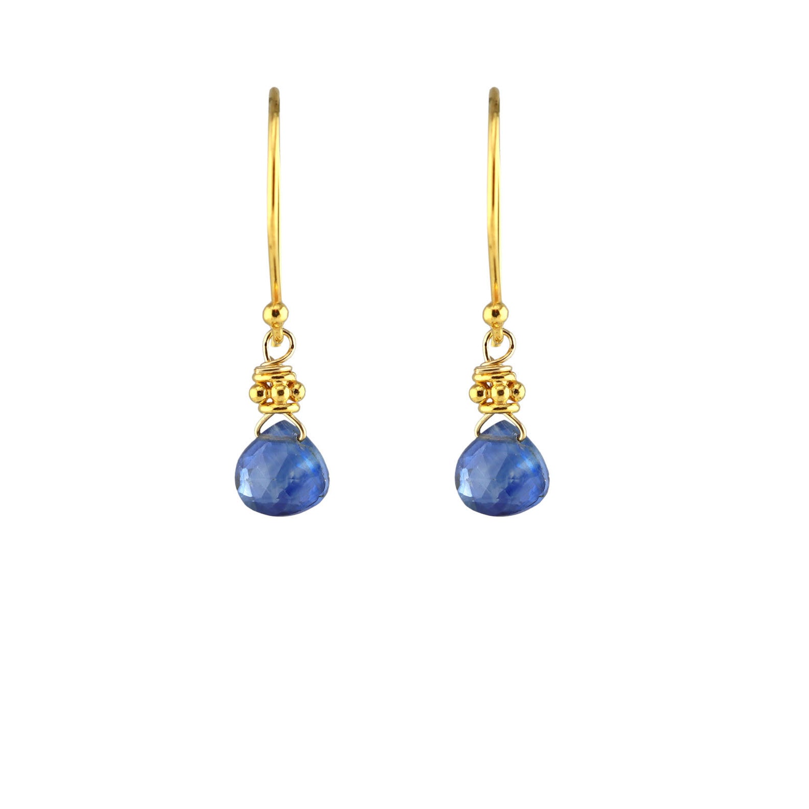 Tiny Gold Bright Blue Kyanite Earrings-Earrings-Vixen Collection, Day Spa and Women's Boutique Located in Seattle, Washington