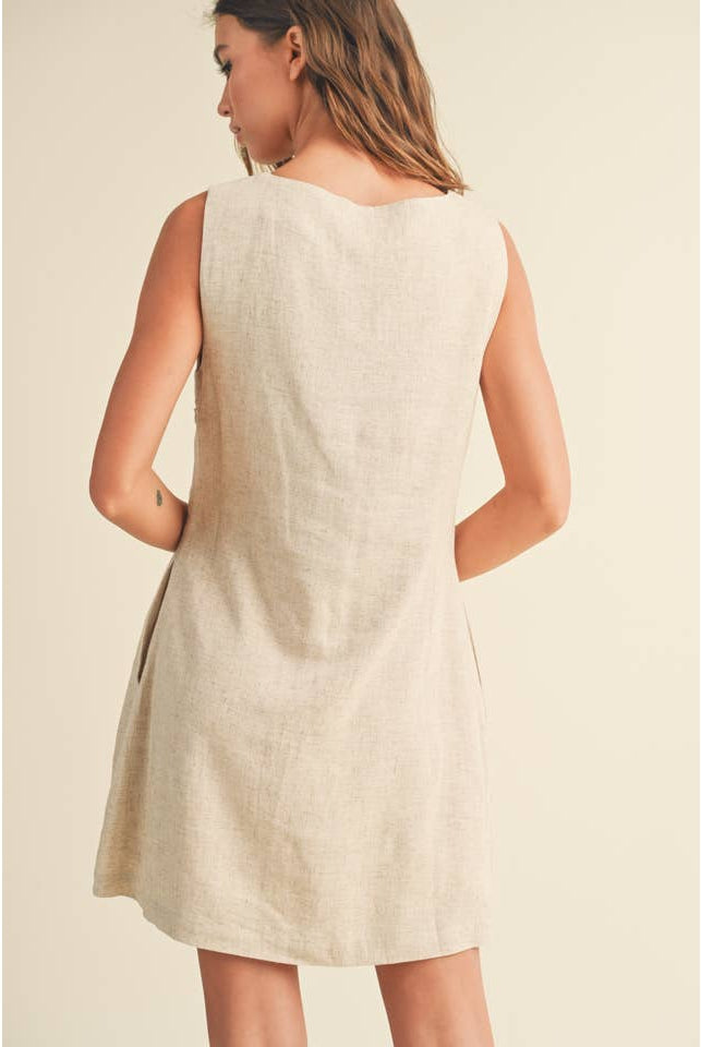 Linen Mini Dress-Dresses-Vixen Collection, Day Spa and Women's Boutique Located in Seattle, Washington