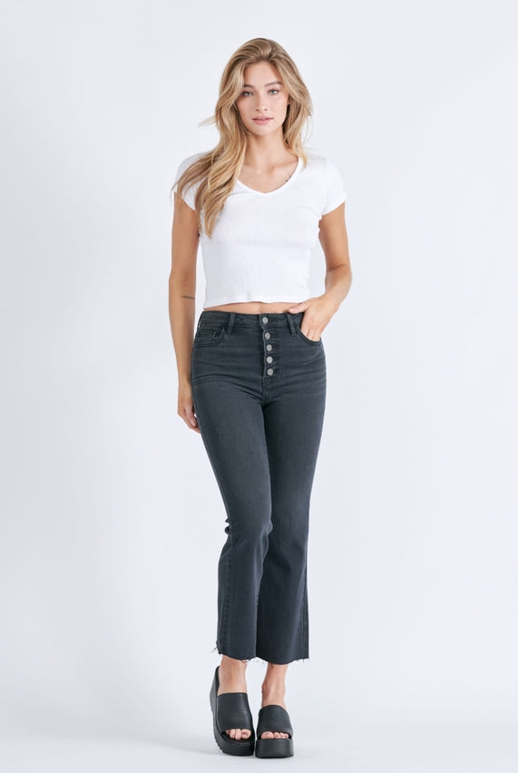 Hidden Happi High Rise Black Crop Flare Jean-Denim-Vixen Collection, Day Spa and Women's Boutique Located in Seattle, Washington