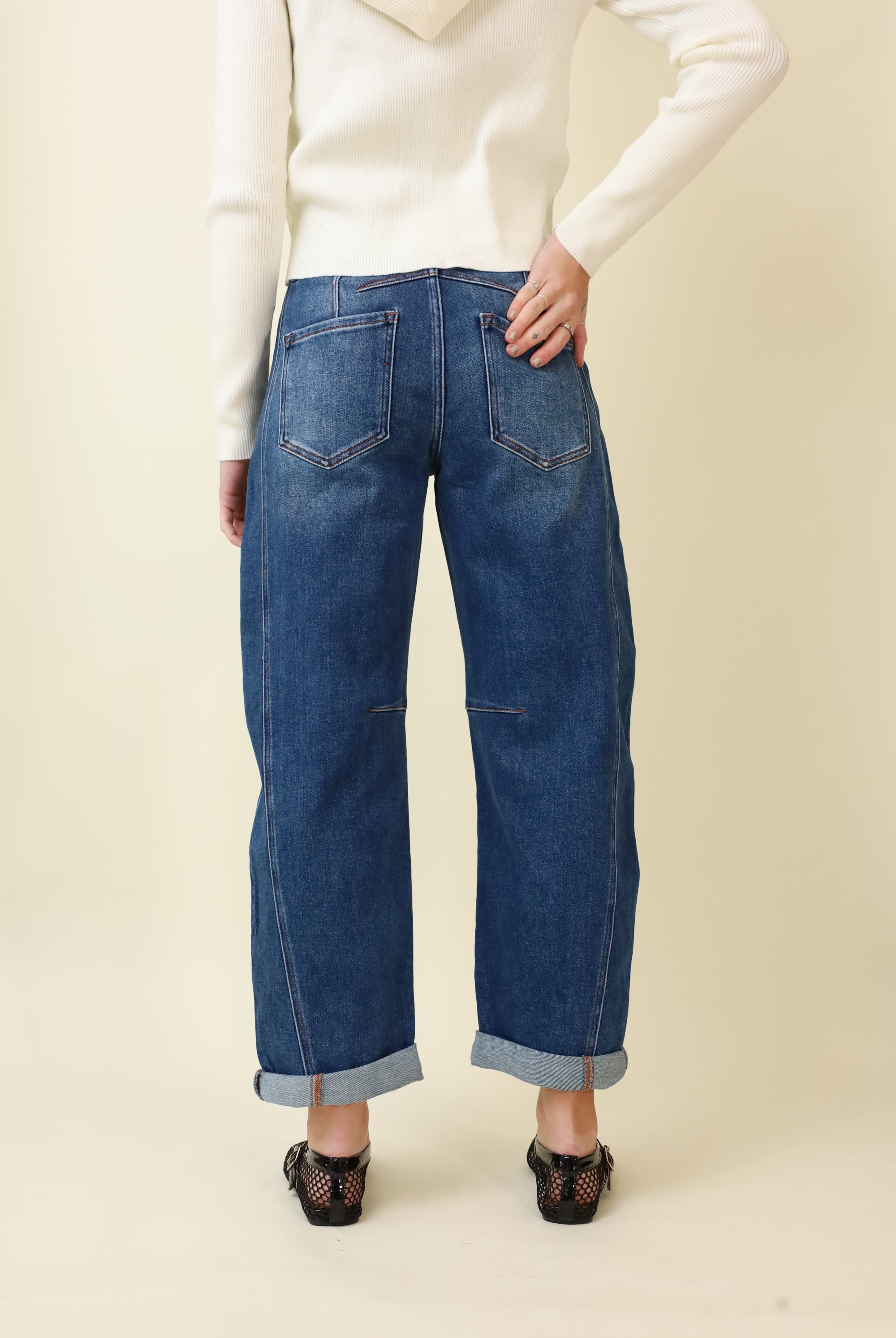 Risen High Rise Barrel Jeans-Denim-Vixen Collection, Day Spa and Women's Boutique Located in Seattle, Washington