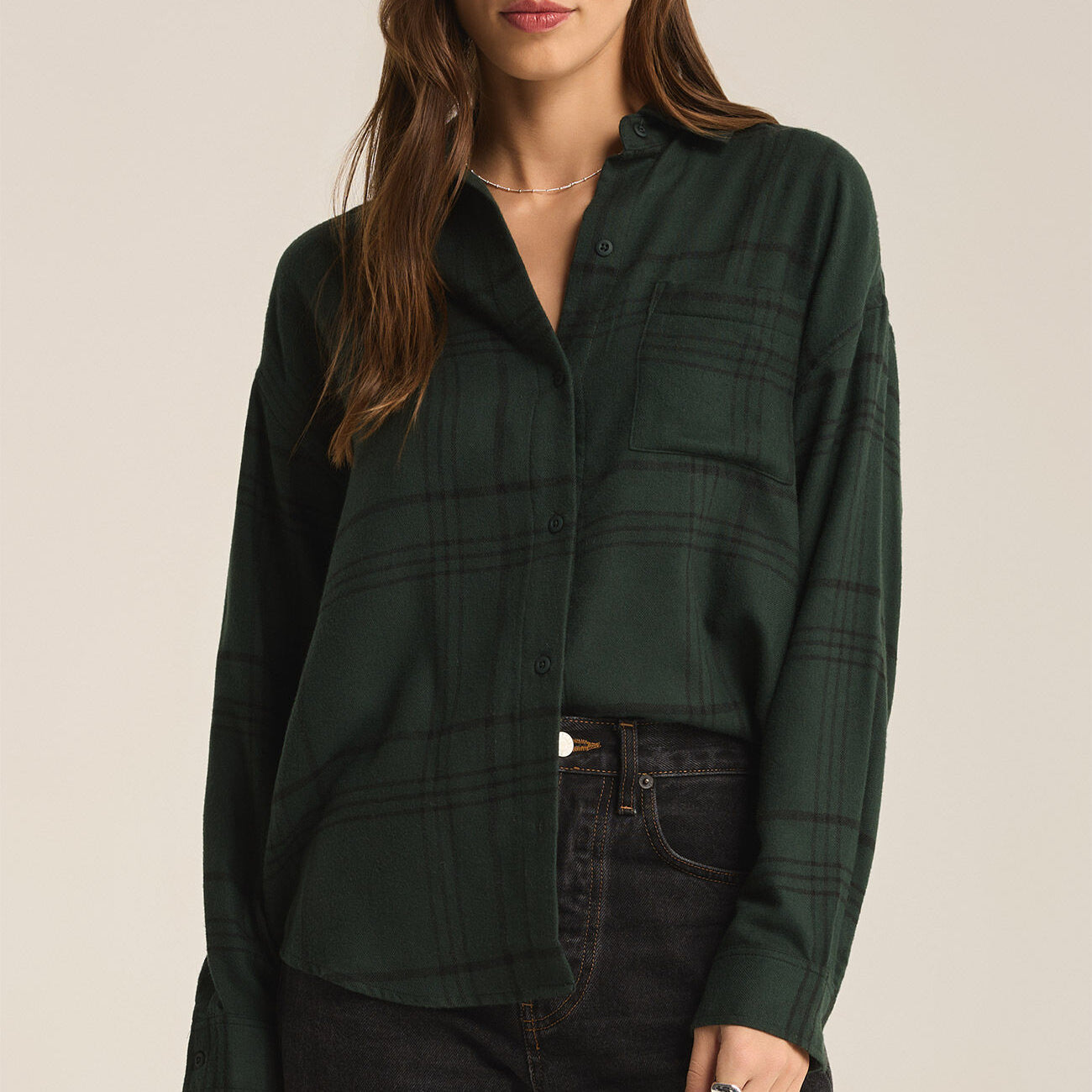 River Plaid Button Up-Long Sleeves-Vixen Collection, Day Spa and Women's Boutique Located in Seattle, Washington